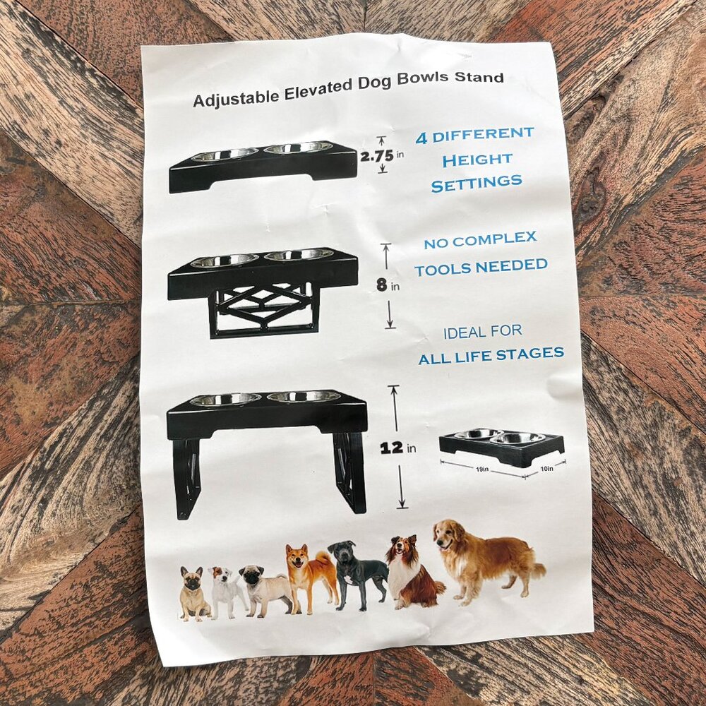Pet Adobe 2 Pet Bowls with Adjustable Stand Dog or Cat - Picture 5 of 7